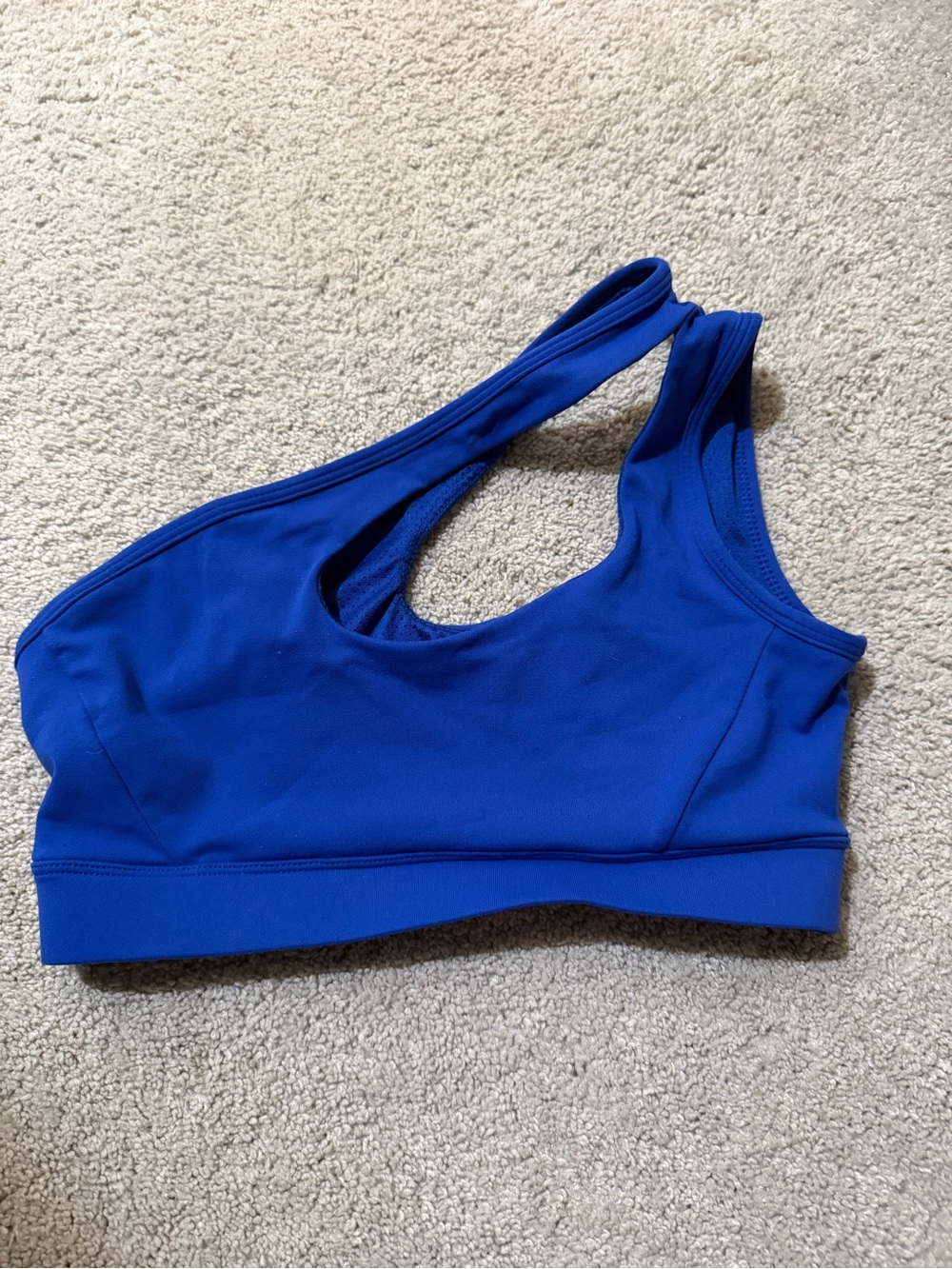 Royal Blue One-Shoulder Athletic Tank Bra